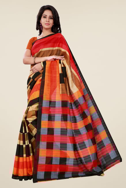 Shonaya Multicolor Bhagalpuri Silk Checks Saree Shonaya Multicolor Bhagalpuri Silk Checks Saree