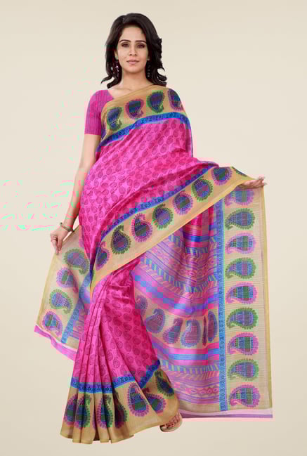 Shonaya Pink Bhagalpuri Silk Paisley Print Saree Shonaya Pink Bhagalpuri Silk Paisley Print Saree
