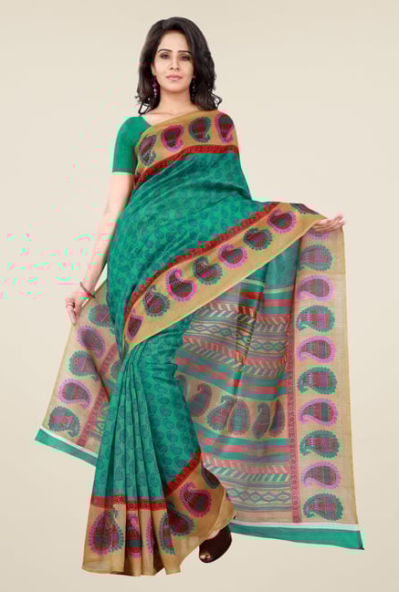 Shonaya Green Bhagalpuri Silk Paisley Print Saree Shonaya Green Bhagalpuri Silk Paisley Print Saree