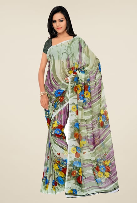 Shonaya Multicolor Georgette Floral Print Saree Shonaya Multicolor Georgette Floral Print Saree