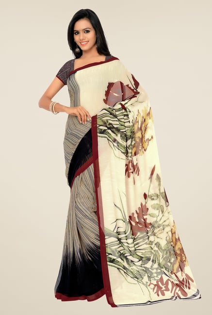 Shonaya Beige & Brown Georgette Printed Saree Shonaya Beige & Brown Georgette Printed Saree