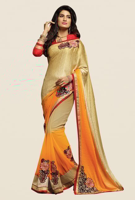 Shonaya Gold & Yellow Georgette Embroidered Saree Shonaya Gold & Yellow Georgette Embroidered Saree