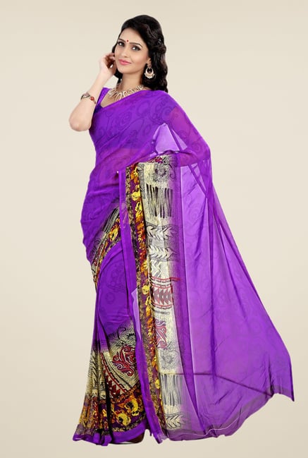 Shonaya Violet Faux Georgette Printed Saree Shonaya Violet Faux Georgette Printed Saree