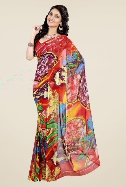 Shonaya Multicolor Faux Georgette Printed Saree Shonaya Multicolor Faux Georgette Printed Saree