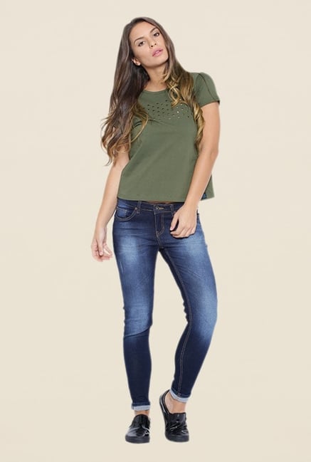 Cult Fiction Olive Embellished T Shirt Cult Fiction Olive Embellished T Shirt