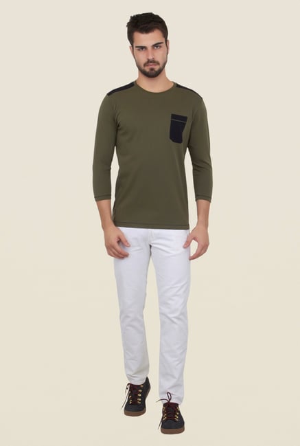 Cult Fiction Olive Solid T Shirt Cult Fiction Olive Solid T Shirt