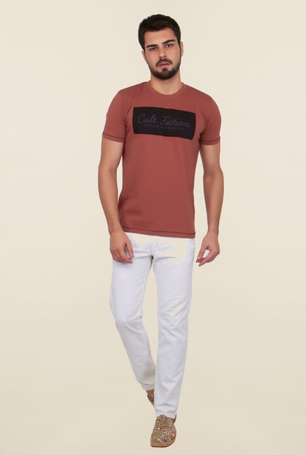 Cult Fiction Peach Printed T Shirt Cult Fiction Peach Printed T Shirt