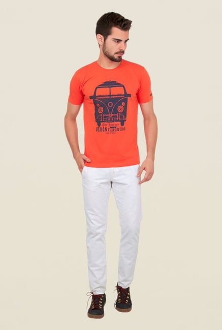Cult Fiction Orange Graphic Print T Shirt Cult Fiction Orange Graphic Print T Shirt