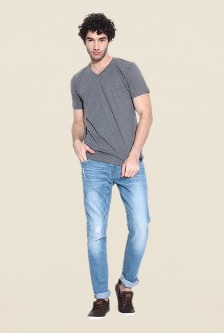 Cult Fiction Grey Solid T Shirt Cult Fiction Grey Solid T Shirt