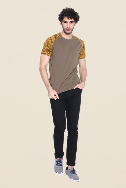 Cult Fiction Brown Solid T Shirt Cult Fiction Brown Solid T Shirt