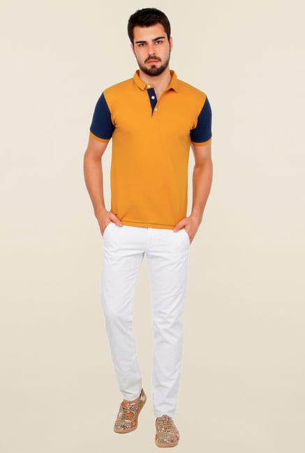 Cult Fiction Mustard Solid Polo T Shirt Cult Fiction Mustard Solid Polo T Shirt