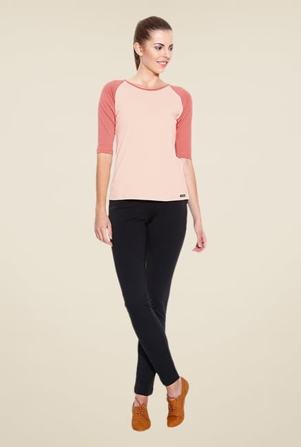 Cult Fiction Peach Solid T Shirt Cult Fiction Peach Solid T Shirt