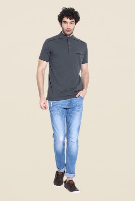 Cult Fiction Grey Solid T Shirt Cult Fiction Grey Solid T Shirt