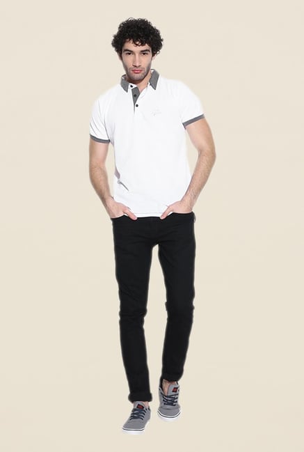 Cult Fiction White Solid Polo T Shirt Cult Fiction White Solid Polo T Shirt