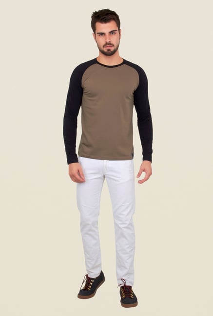 Cult Fiction Brown Solid T Shirt Cult Fiction Brown Solid T Shirt