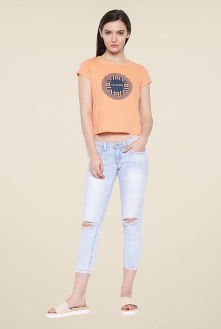 Cult Fiction Orange Graphic Print T Shirt Cult Fiction Orange Graphic Print T Shirt