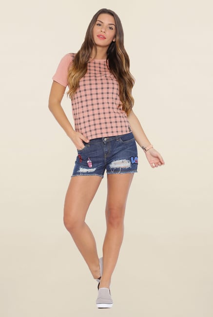 Cult Fiction Light Pink Checks T Shirt Cult Fiction Light Pink Checks T Shirt