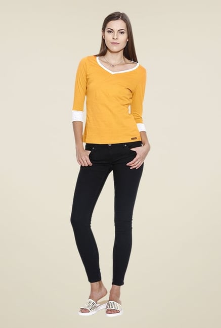 Cult Fiction Mustard Solid T Shirt Cult Fiction Mustard Solid T Shirt