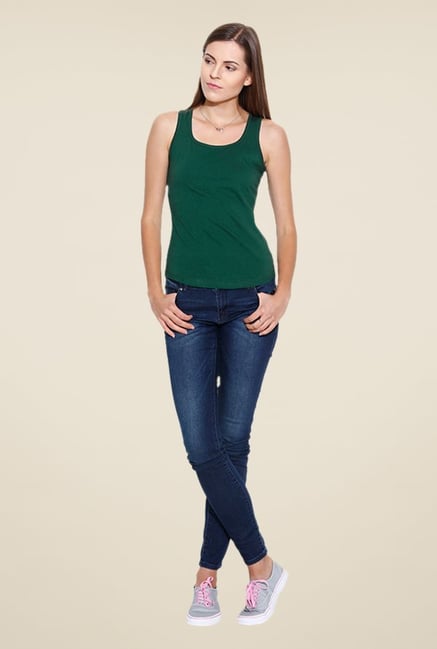Cult Fiction Green Solid Tank Top Cult Fiction Green Solid Tank Top