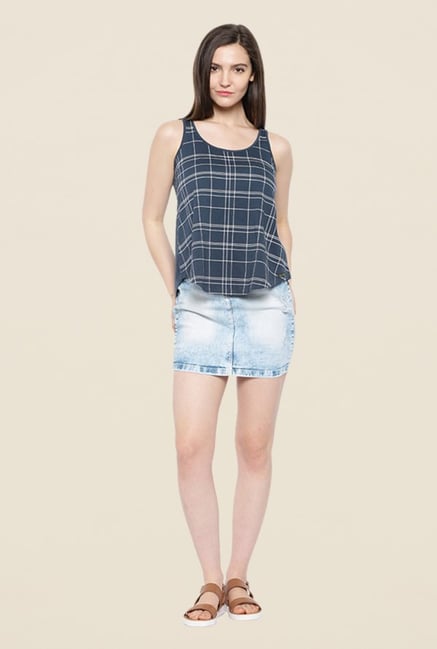 Cult Fiction Navy Checks Top Cult Fiction Navy Checks Top