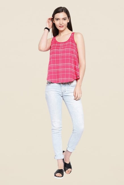 Cult Fiction Pink Checks Top Cult Fiction Pink Checks Top