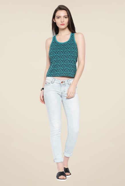 Cult Fiction Teal Paisley Print Top Cult Fiction Teal Paisley Print Top