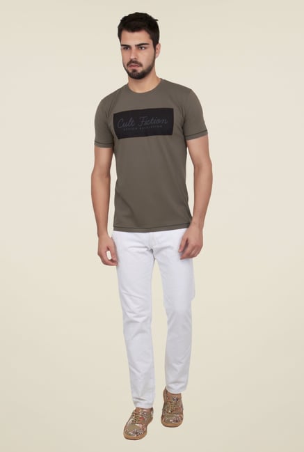 Cult Fiction Brown Printed T Shirt Cult Fiction Brown Printed T Shirt
