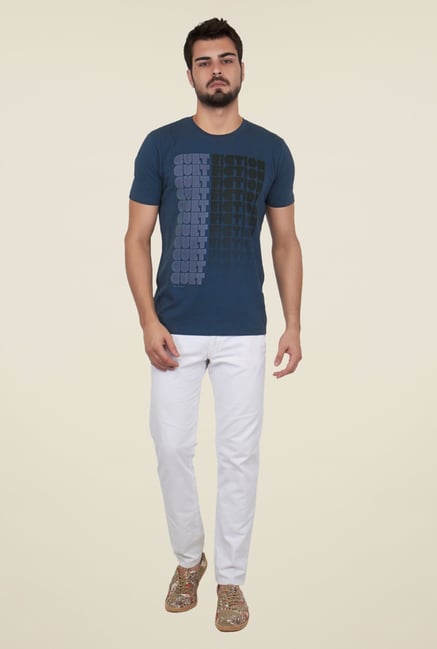 Cult Fiction Teal Printed T Shirt Cult Fiction Teal Printed T Shirt