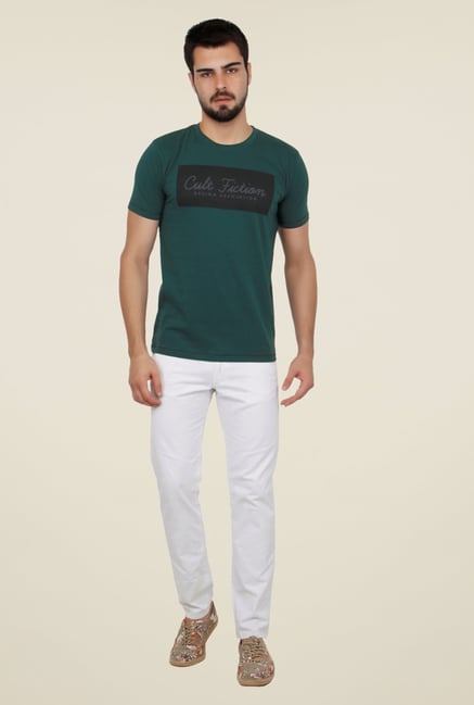 Cult Fiction Teal Green Printed T Shirt Cult Fiction Teal Green Printed T Shirt