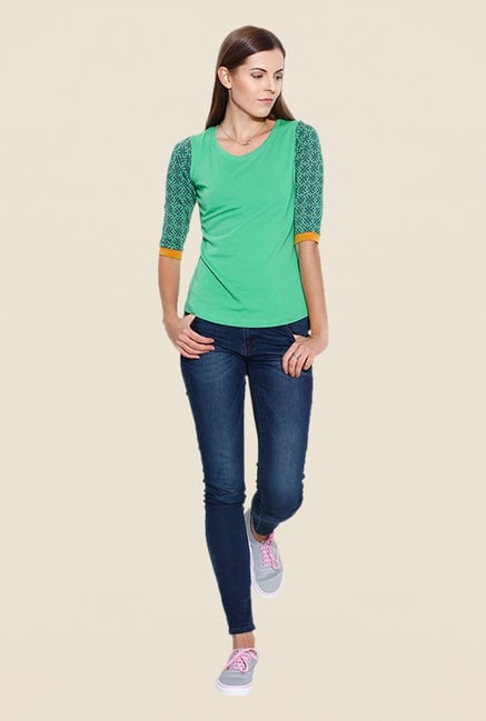 Cult Fiction Green Solid T Shirt Cult Fiction Green Solid T Shirt