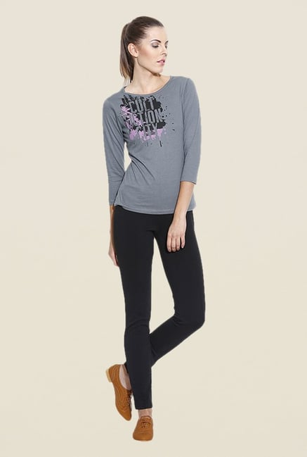 Cult Fiction Grey Graphic Print T Shirt Cult Fiction Grey Graphic Print T Shirt