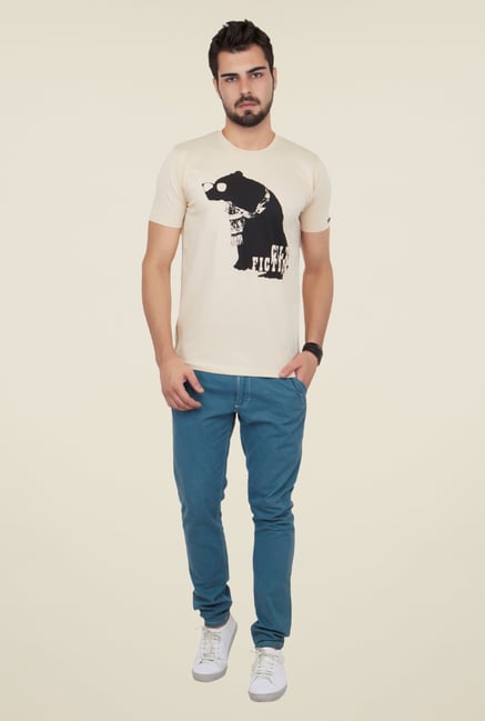 Cult Fiction Beige Graphic Print T Shirt Cult Fiction Beige Graphic Print T Shirt