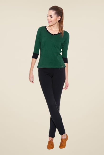Cult Fiction Green Solid T Shirt Cult Fiction Green Solid T Shirt