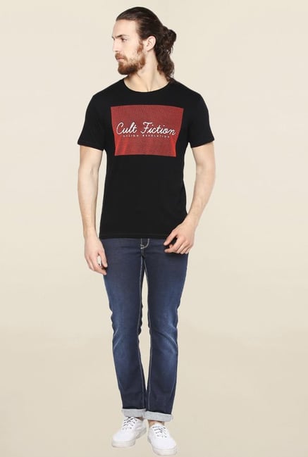 Cult Fiction Black Printed T Shirt Cult Fiction Black Printed T Shirt