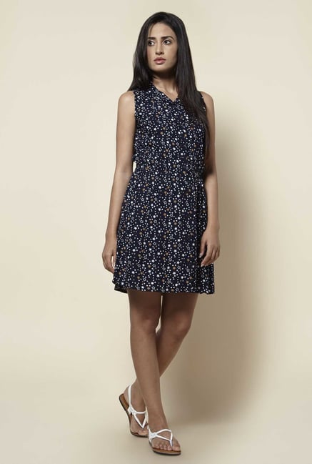 Zudio Navy Printed Dress Zudio Navy Printed Dress
