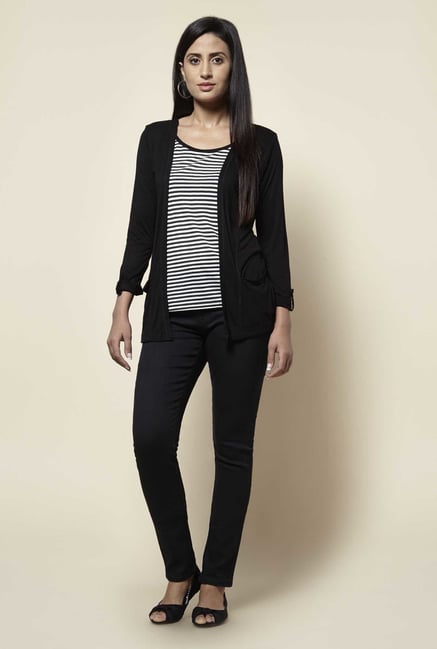 Zudio Black & White Striped Top Zudio Black & White Striped Top