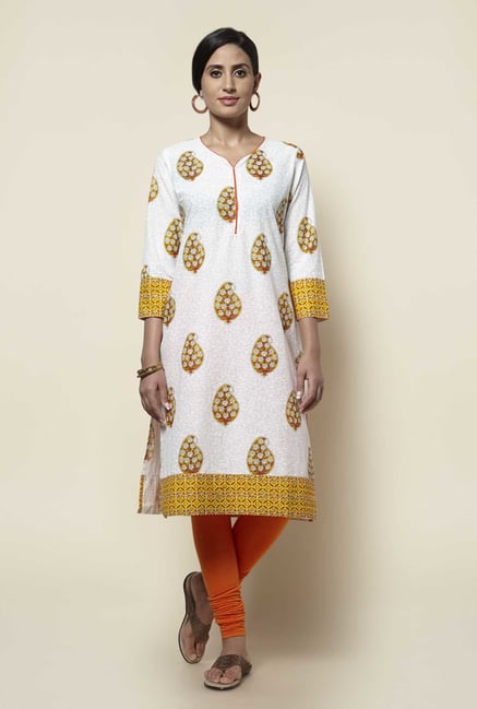 Zudio Off White Paisley Print Kurta Zudio Off White Paisley Print Kurta