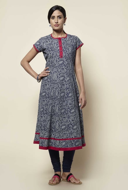 Zudio Navy Paisley Print Kurta Zudio Navy Paisley Print Kurta
