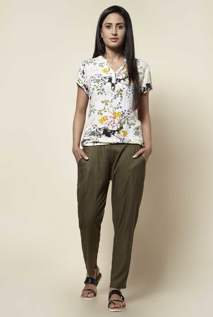 Zudio White Floral Print Blouse Zudio White Floral Print Blouse