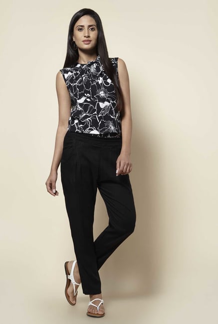 Zudio Black Floral Print Blouse Zudio Black Floral Print Blouse