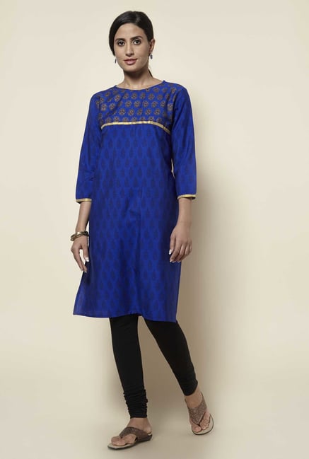 Zudio Cobalt Printed Kurta Zudio Cobalt Printed Kurta