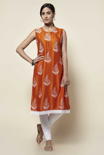 Zudio Orange Printed Kurta Zudio Orange Printed Kurta