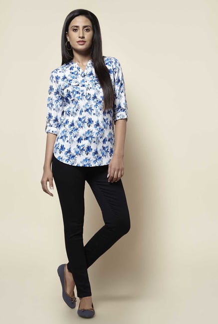 Zudio White Floral Print Blouse Zudio White Floral Print Blouse