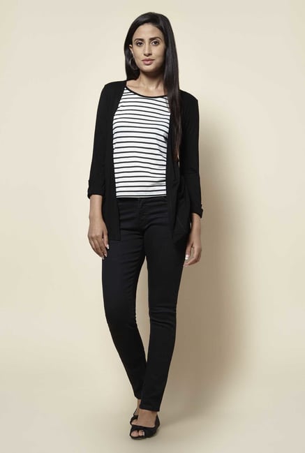 Zudio Black & White Striped Top Zudio Black & White Striped Top