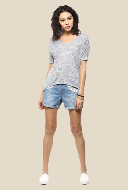 Femella Grey Printed Top Femella Grey Printed Top