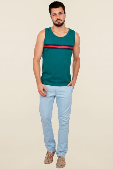 Cult Fiction Teal Striped Vest Cult Fiction Teal Striped Vest