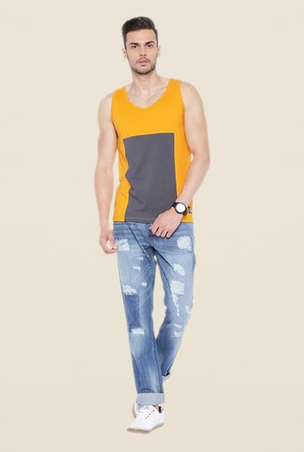 Cult Fiction Mustard Solid Vest Cult Fiction Mustard Solid Vest