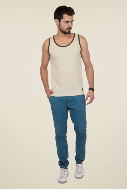 Cult Fiction Beige Solid Vest Cult Fiction Beige Solid Vest