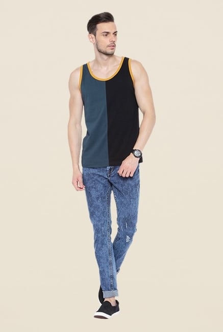Cult Fiction Black & Grey Solid Vest Cult Fiction Black & Grey Solid Vest