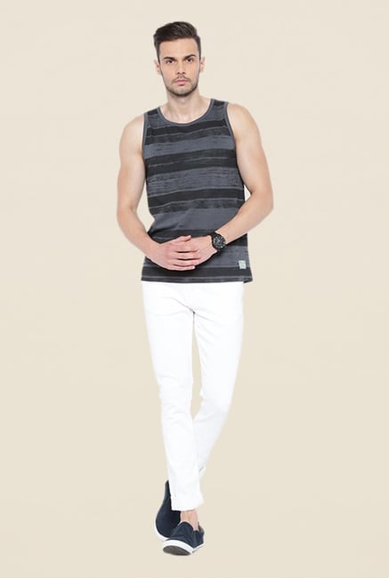 Cult Fiction Charcoal Striped Vest Cult Fiction Charcoal Striped Vest